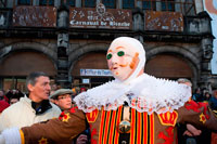 Binche festival carnival in Belgium Brussels. Binche City Hall. The carnival of Binche is an event that takes place each year in the Belgian town of Binche during the Sunday, Monday, and Tuesday preceding Ash Wednesday. The carnival is the best known of several that take place in Belgium at the same time and has been proclaimed as a Masterpiece of the Oral and Intangible Heritage of Humanity listed by UNESCO. Its history dates back to approximately the 14th century.